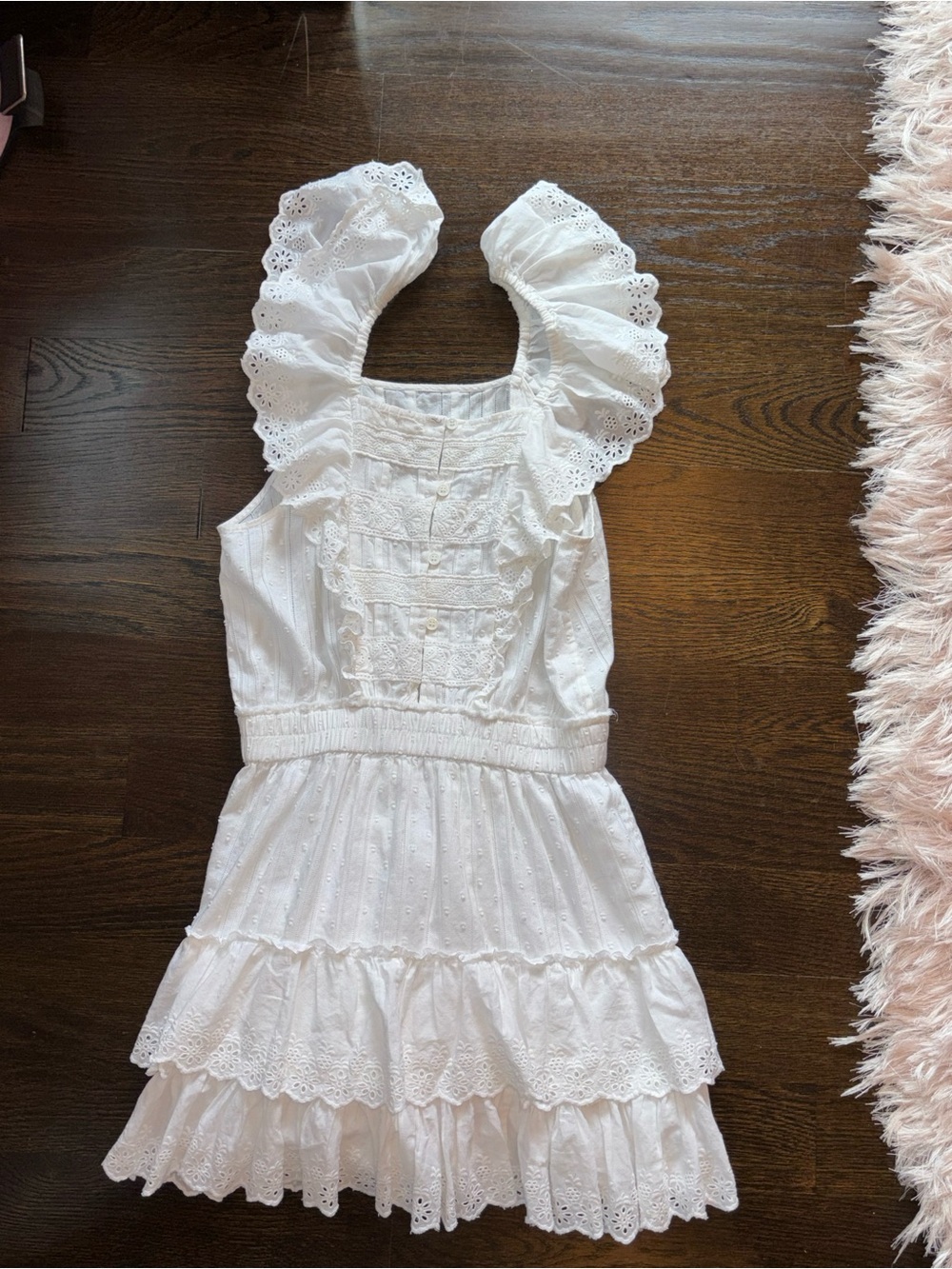 VINTAGE LoveShackFancy Woman’s size xxs/xs White Eyelet Ruffle Sundress